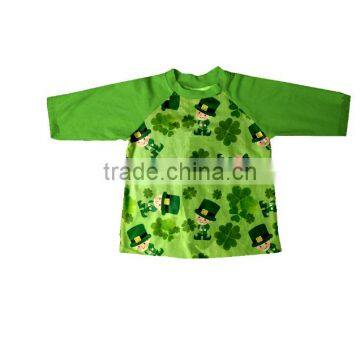 Wholesale children st-patricks day boutique clothing 3/4 sleeve ruffle icing raglan shirt for baby boys