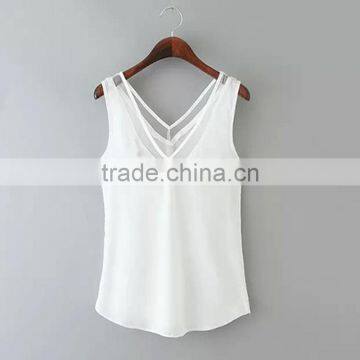 Cotton Crop Top Tank Top2014 New Arrive Women Different Size for Choice & Short Front Long Back Printed photo-4