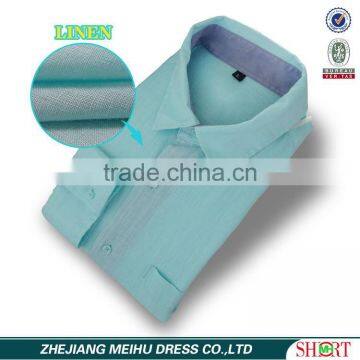 2017 Latest Pattern Linen Fabric Casual Mens Shirts With Contrast Color on the Collar photo-2