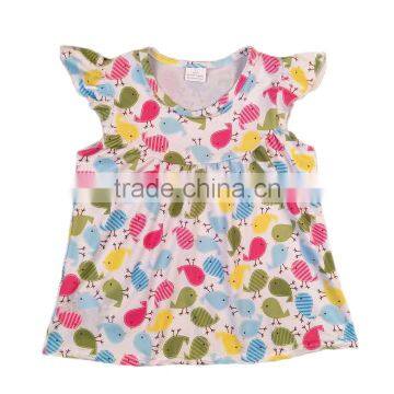 Sue Lucky top fashion cute summer t shirt bird printed baby girl shirts wholesale