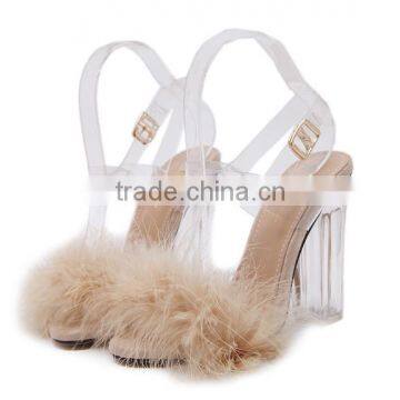 B22414A Ladies High-end Temperament Fluffy Crystal Heel Toe Shoes High-heeled Sandals photo-3