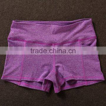 Women Color Contrast Waistband Skinny Sports Yoga Shorts With Two Side Pocket photo-4