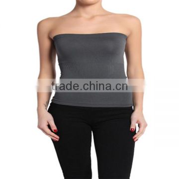 BASIC Layering Stretch PLAIN Strapless TUBE TOP Seamless Sleeveless Tee-2