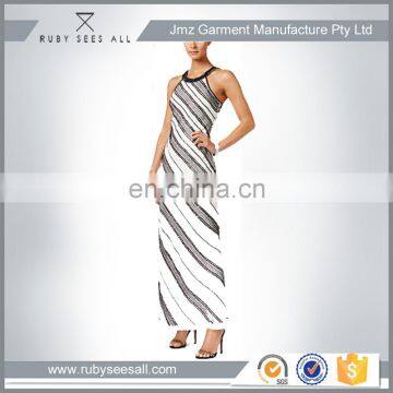 Black And White Long Evening Dresses OEM/ODM Supported Formal Evening Beaded Women Gowns Dresses