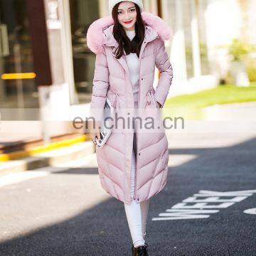 Real shot down cotton clothing women section of the knee big hair collar thick jacket version of the hood Slim coat S1001