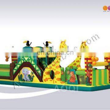 AOQI with free EN14960 certificate zoo inflatable slide obstacle for sale