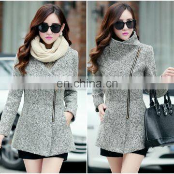 Fashionable Elegant Light Grey Woolen Winter Coat for Woman photo-4