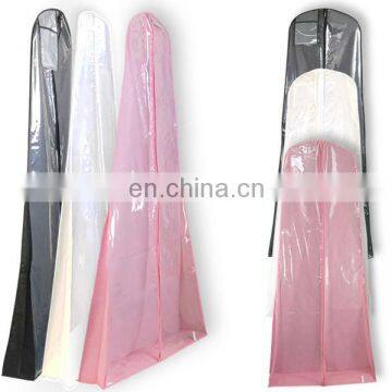 Transparent PVC and non woven wedding dress cover zipper garment bag