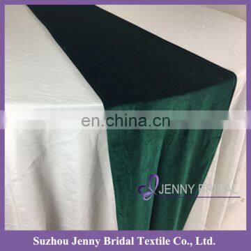 TR039C Dark Green Italian Velvet Fabric Table Runner Wedding photo-3