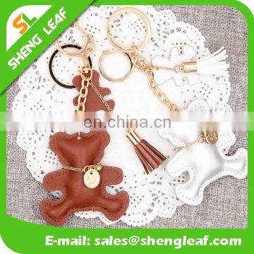 Funcy bear shaped with various colors leather keychains