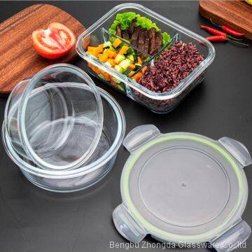 Borosilicate Glass Food Container With Divider/Food Storage Jar/ Micro Wave Safe Meal Container photo-2