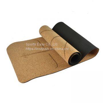 High-Quality Fitness Nature Printed Jute Design Natural Rubber Cork TPE Yoga Mat