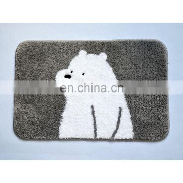 100% polyester ice bear design floor mat with TPR / Latex back bathroom mat