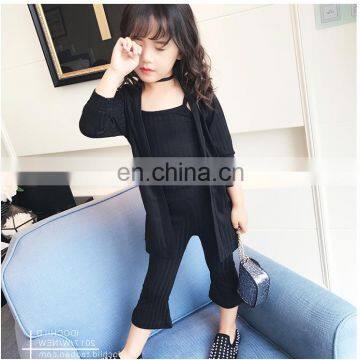 Fashion Baby Girl 3PCS Clothing Set Autumn Kids Ribbed Outfit Toddler Girl Vest + Cardigan + Bell-bottomed Trousers photo-4