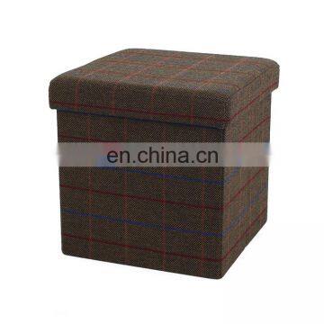 RTS Best quality low price modern and  fashion home furniture faux linen foldable storage ottoman