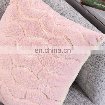 Luxury Warm Pink Sequin Faux Rabbit Fur Cushion With Shepa photo-5