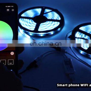 App controlled full kit music sync voice control google home Alexa Tuya 5050 5M 10M wifi bluetooth smart RGB LED strip Light