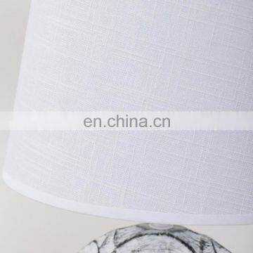 Hot Selling Hotel Home Decor Desk Lamp Embossed Design Ceramic Porcelain White Table Lamp photo-4