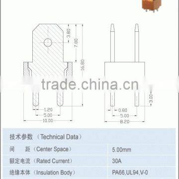 Pitch 5.00 x 5.00mmTerminal Accessory Brass Terminal Rated Current 30A photo-2