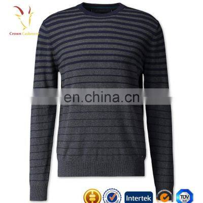 Mens Crew Neck Striped Pullover Wool Sweater photo-3