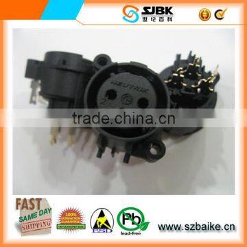 NC3FAAV1-0 (3 pole female XLR receptacle) vertical PCB mount