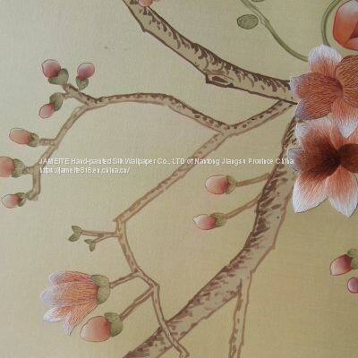 Hand Embroidered silk wallpaper