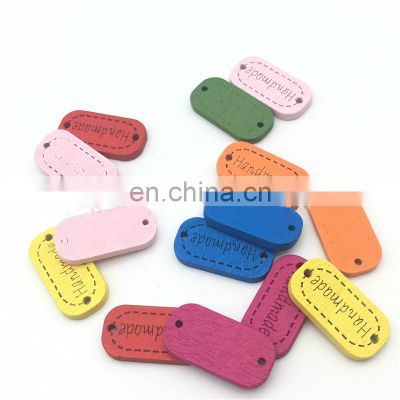 Handmade Rectangle 2 Hole Sewing Craft Colorful Mixed Custom Logo Colorful DIY Plate Wood Buttons