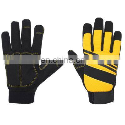 HANDLANDY Breathable Anti-abrasion Safety Mechanic Work Touch Screen Industrial Working Gloves With Elastic Cuff