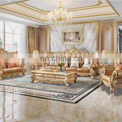 Antique Royal Genuine Leather Sofa Set Furniture Living Room Sofas