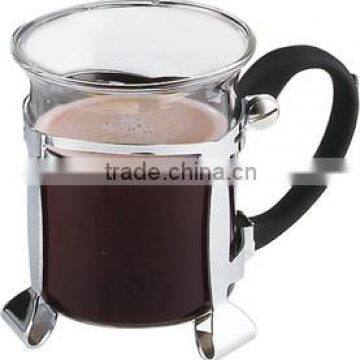 glass coffee cup with stainless steel handle, drinking glass coffee cup,coffee cup with high quality