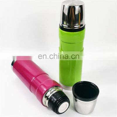 Factory In Stock Supply Bullet Shape Thermos Cup Stainless Steel Vacuum Insulated Thermal Water Bottle With Pressing Lids