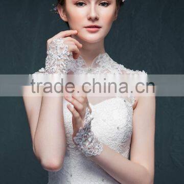 C23369B wholesale lady fashion lace fingless wedding gloves