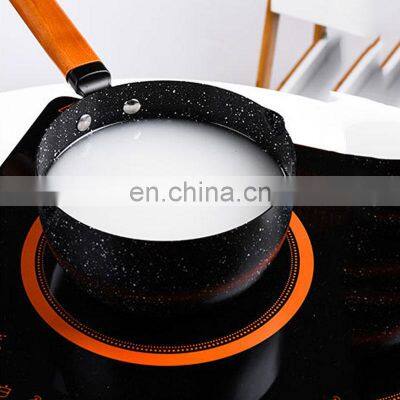 2021 New Pressing Popular Kitchen Cookware Soup Glass Cover Wood Pattern Cheap Marble Non Stick Sauce Pan