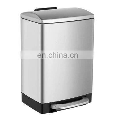 High Quality Household 12L Soft Closed Pedal Trash Bin Stainless Steel Pedal Bin for Bathroom Kitchen