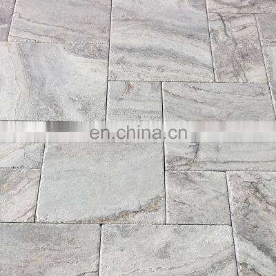 Premium Quality Customized Silver Travertine Pattern Set Chiseled Edge Made in Turkey Cem-Fpce-06