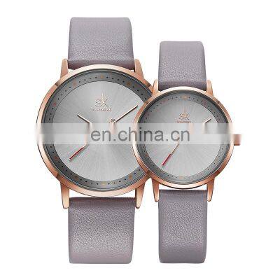 SHENGKE Elegant Couple Watch For Lovers Water Resistance Watch Leather Band Anniversary Gift Hot Sale Watches K8045G/L