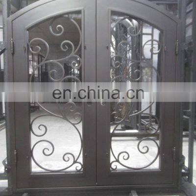 Unique Residential Round Safety Custom Wrought Iron Entry Front Door photo-5