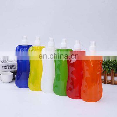 Custom Logo 16OZ Collapsible Sport Foldable Drinking Bottle Foldable Water Bottle With Carabiner