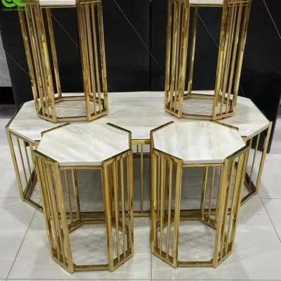 Luxury modern golden stainless steel base glass coffee table