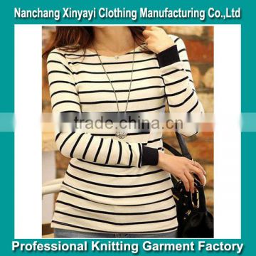 Black and White Striped Shirts for Women Fashion Apparel Wholesale Fitness Lady Apparel