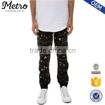 Custom Stylish Splatter Print Jogger Pants in Black