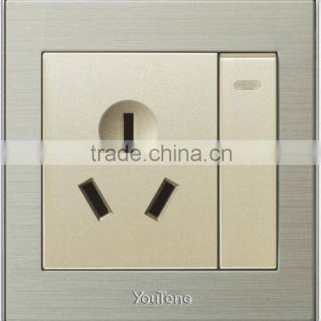 1 gang 1 way wall switch with 3 pin socket