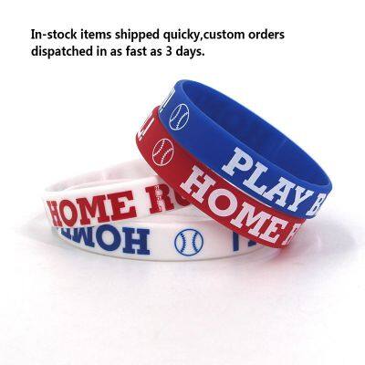 Factory Price Baseball Inspired Baseball Enthusiast Silicone Wristband Sport Athlete Waterproof Smoothly Print Bracelet photo-4