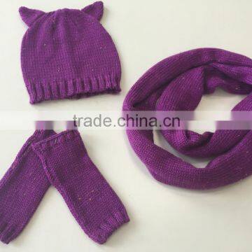 children knitting hat, scarf & gloves three pcs set