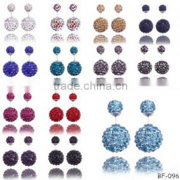 New Design Fashion Style Beautiful Stud Earrings For Lady Double Crystal Stud Earring