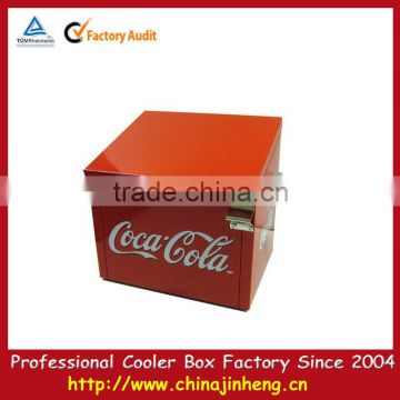 metal cola cooler box in square shape in orange