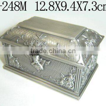 Pewter Polished Metal Jewelry Box With Velvet(LD-248M)