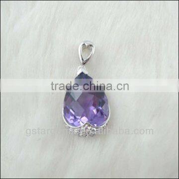 925 Sterling Silver Natural Gemstone Amethyst Rhodium Plated Jewelry CZ Ring Hong Kong Wholesale Semi Precious Stone