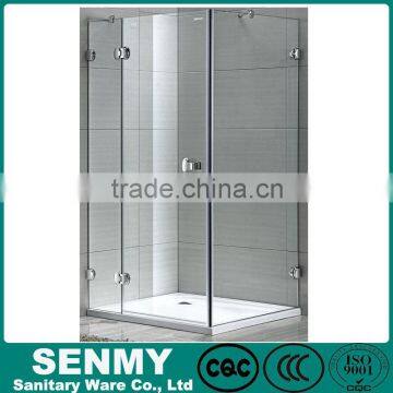 China supplier good quality rectangle hinge 3 sides glass frameless caster for shower cubicle