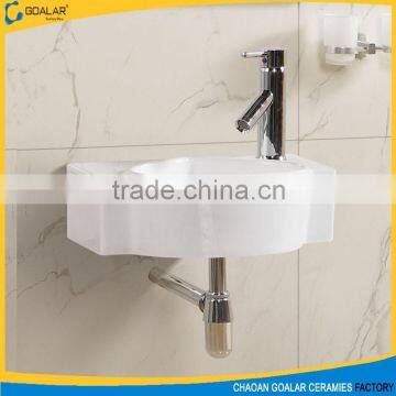 New design heart shape ceramic hand wash wall hung basin